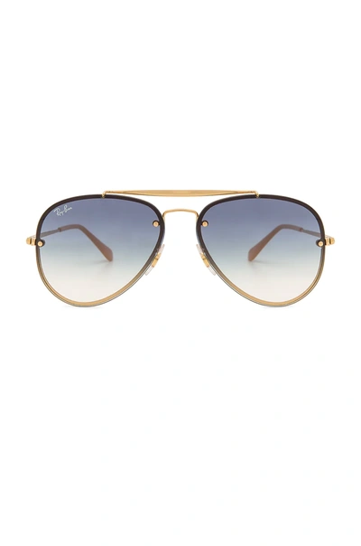 Ray Ban Blaze Aviator In Gold & Light Blue Gradient
