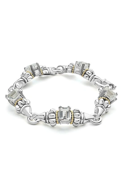Lagos 18k Yellow Gold & Sterling Silver Glacier White Topaz Link Bracelet