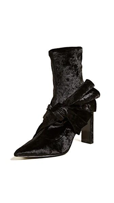 Sigerson Morrison Helin Bow Ankle Booties In Black