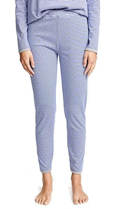 Sleepy Jones Brigitte Mini Stripe Pajama Pants In Blue & White
