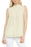 Nydj Print Ruffle Neck Sleeveless Top In Butter