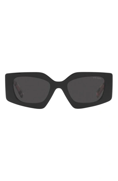 Prada Symbole Rectangular Sunglasses, 51mm In Black/gray