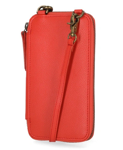 Timberland Rfid Leather Phone Crossbody Wallet Bag In Spicy