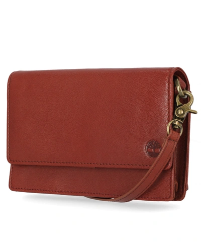 Timberland Women's Rfid Leather Crossbody Bag Wallet Purse In Brown