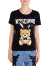 Moschino Satin-trimmed Embroidered Stretch-jersey T-shirt In Black
