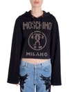 Moschino Studded Stretch-cotton Jersey Hooded Top In Black