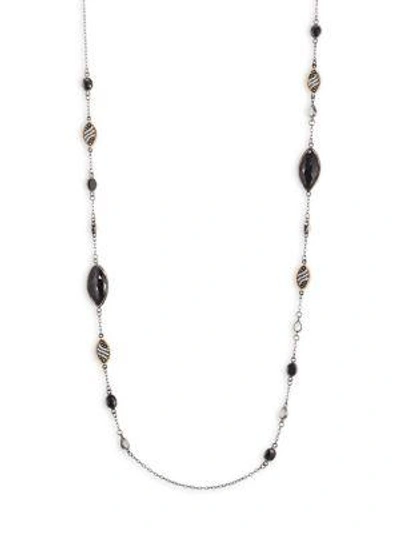 Bavna Black Spinel & Diamond Necklace In Multi