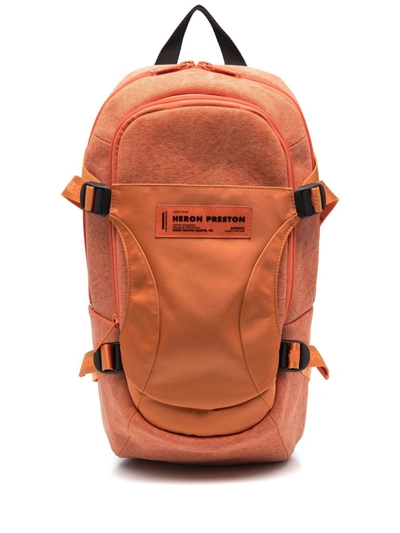 Heron Preston Logo Patch Zip-around Backpack In Orange