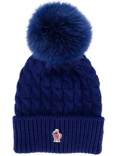 Moncler Knit Fox Fur Pom Pom Beanie