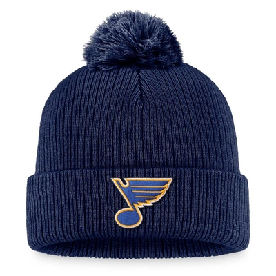 Fanatics Branded Navy St. Louis Blues Core Primary Logo Cuffed Knit Hat With Pom