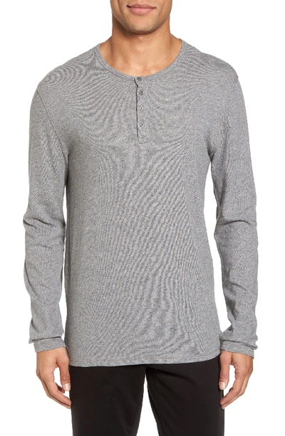 Vince Raw Edge Long Sleeve Henley T-shirt In Cinder