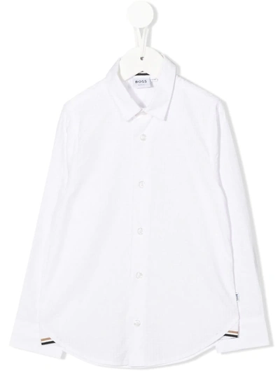 Bosswear Kids' Long-sleeve Cotton Shirt In White