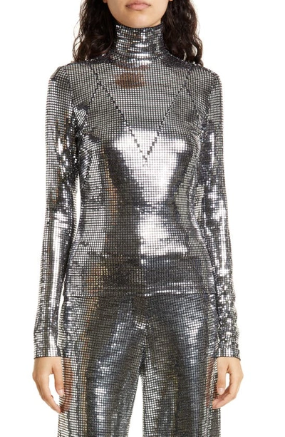 Aknvas Cloud Sequined Top In Silver