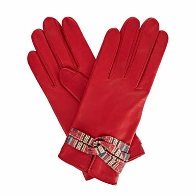 Gizelle Renee Beth Red Leather Gloves With Shades Of Red Braided Barcode Liberty Tana Lawn