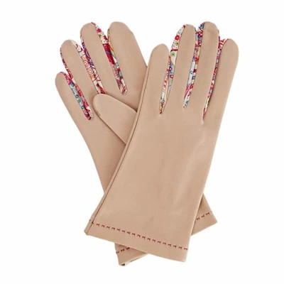 Gizelle Renee Philomena Beige Leather Gloves With Md Liberty Tana Lawn