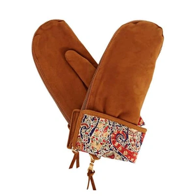 Gizelle Renee Psyche Tan Brown Nubuk Suede Gloves With Bf Liberty Tana Lawn