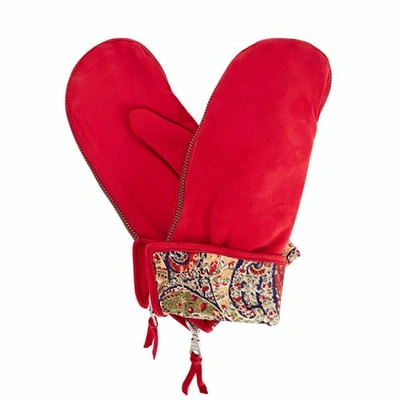 Gizelle Renee Psyche Red Nubuk Suede Gloves With Bf Liberty Tana Lawn