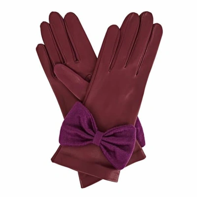 Gizelle Renee Josephine Purple Leather Gloves With Plum Cashmere