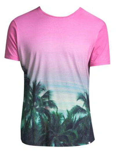 Orlebar Brown Photographic Palms Cotton T-shirt In Pink Multi