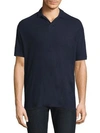 Theory Open Collar Short Sleeve Polo Shirt In Ink Blue