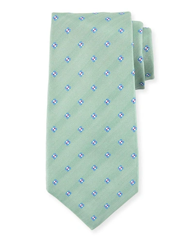 Kiton Diamond-print Silk Tie, Green