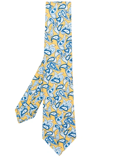 Kiton Paisley Silk Tie, Yellow