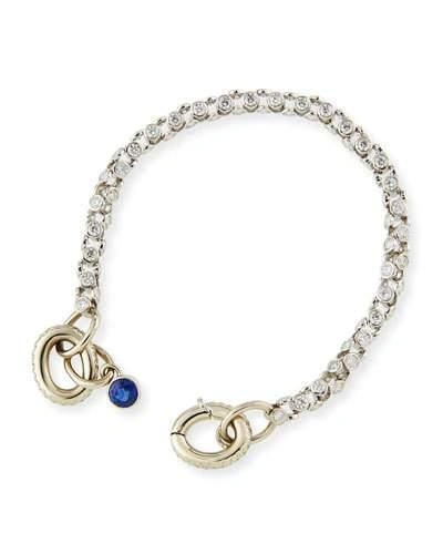 Oscar Heyman 18k White Gold Diamond Watch Bracelet With Blue Sapphire Toggle