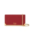 Prada Red Logo Wallet On Chain Leather Bag