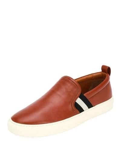 Bally Men's Herald Leather Slip-on Sneakers, Brick