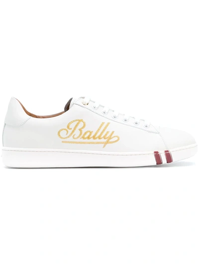 Bally Men's Winston Logo-embroidered Low-top Sneakers In Gold Tone,white