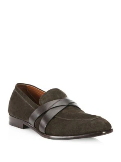 Ermenegildo Zegna Mocassino Suede Penny Loafer In Brown