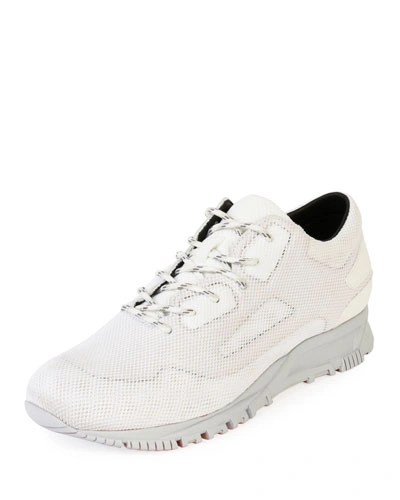 Lanvin Men's Mesh-overlay Leather Running Sneakers In White