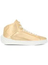 Versace Medusa Leather High-top Sneakers In Gold