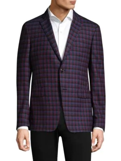 Etro Check-print Wool Sport Coat In Red