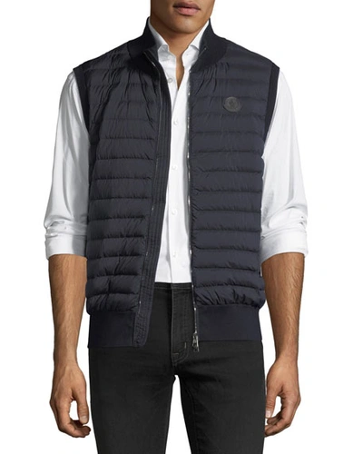 Moncler Maglia Quilted Tricot Gilet In Navy