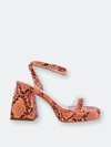 London Rag Such Flirt Snake Pattern Block Heeled Sandals In Orange