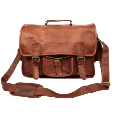 Mahi Leather Large Leather Harvard Satchel Messenger Bag In Vintage Brown