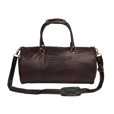 Mahi Leather Leather Weekend Classic Duffle Holdall - Overnight Gym Bag In Vintage Mahogany