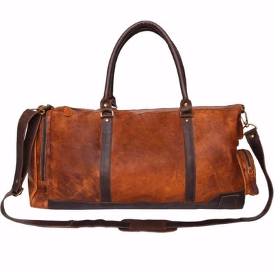 Mahi Leather Leather Columbus Holdall In Vintage Brown With Mahogany Details