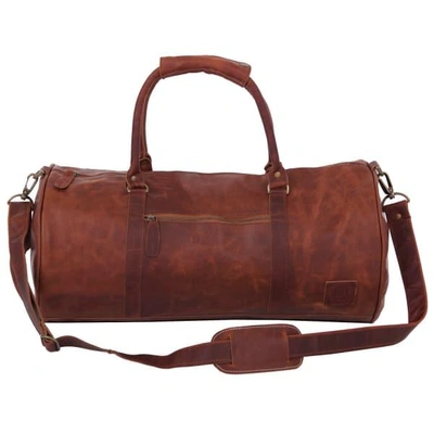 Mahi Leather Leather Weekend Classic Duffle/holdall - Overnight Gym Bag In Vintage Brown