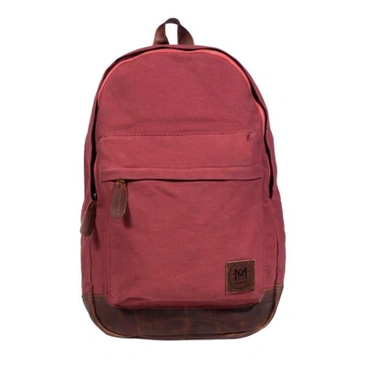 Mahi Leather Leather Canvas Classic Backpack Rucksack In Red