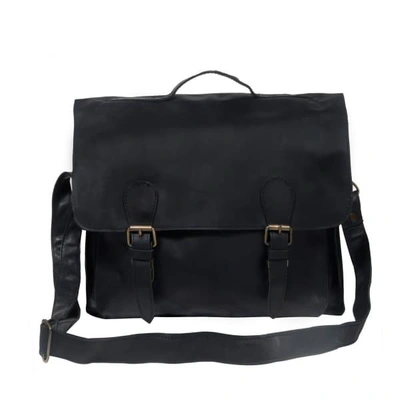 Mahi Leather Leather Messenger Satchel Bag In Ebony Black