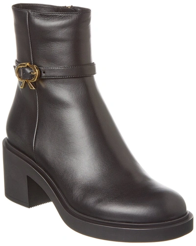 Gianvito Rossi Ribbon Dumont Leather Ankle Boots In Black