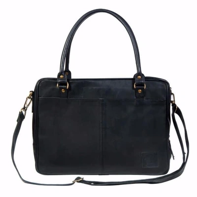Mahi Leather Leather Oxford Zip-up Satchel Briefcase Bag With 15" Laptop Capacity In Black