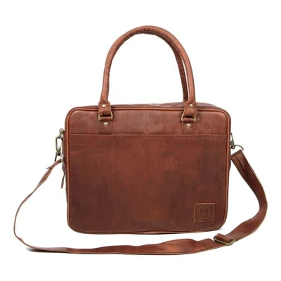 Mahi Leather Leather Oxford Zip-up Satchel Briefcase Bag With 15" Laptop Capacity In Vintage Brown