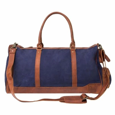Mahi Leather Canvas Leather Columbus Holdall Bag In Navy Blue