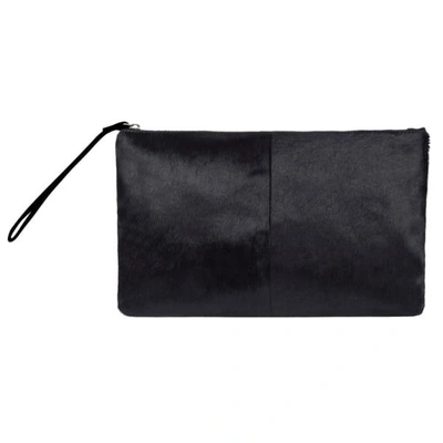 Mahi Leather Classic Clutch Bag In Black Pony Fur