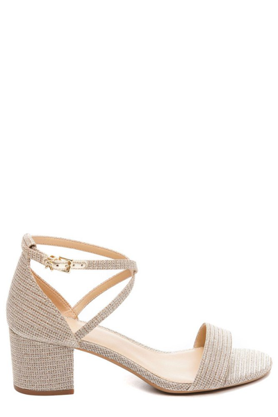 Michael Kors Open Toe Ankle Strap Sandals In Pale Gold