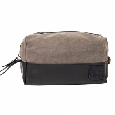 Mahi Leather Canvas & Leather Classic Wash Bag In Black & Grey