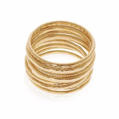 Feather+stone Gold Stacking Rings